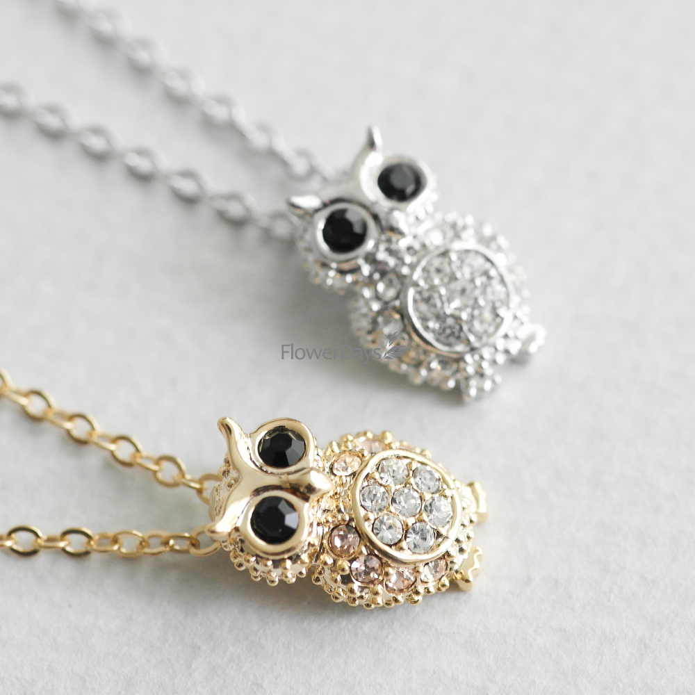 Crystals Owl Necklace