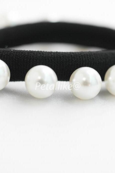 Pearl bead elastic hair tie