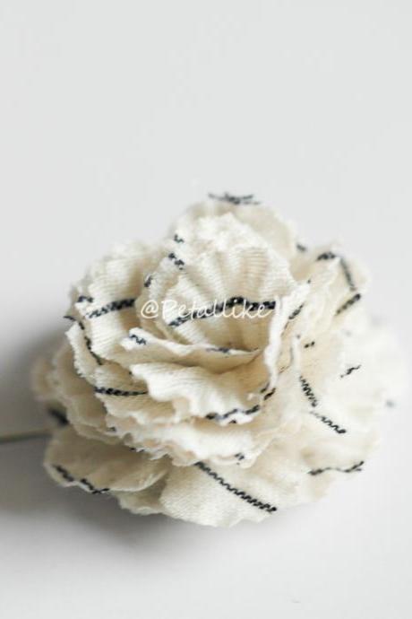 Ivory Cotton stripe flower Men's flower Boutonniere / Buttonhole for wedding,Lapel pin,tie pin
