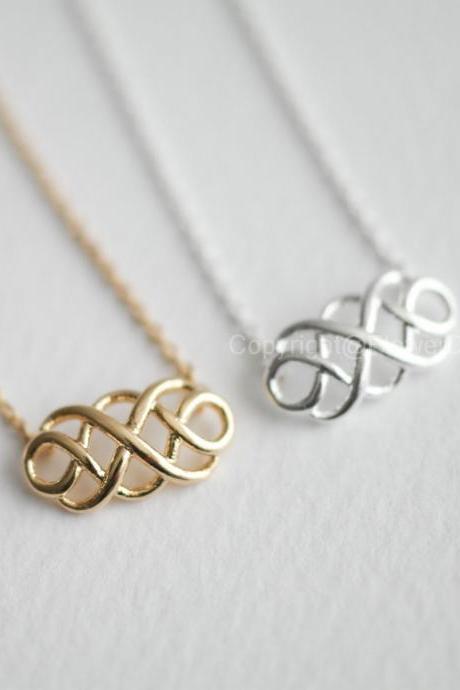 Bridesmaid gifts - Set of 5pcs - Simple tiny wire infinity necklace