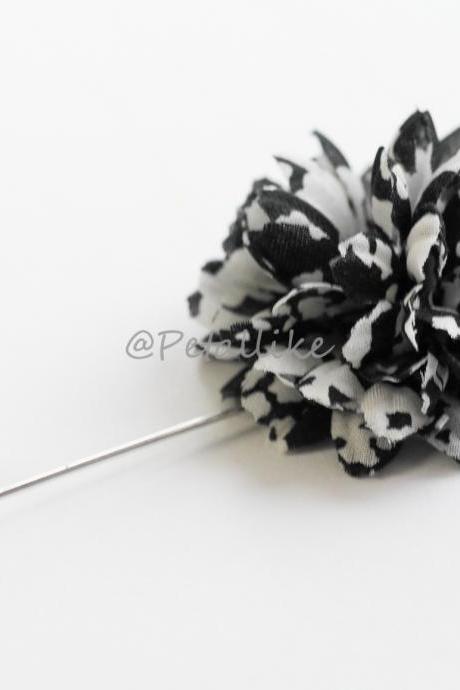 Black and White pattern Men's flower Boutonniere/Buttonhole for wedding,Lapel pin,hat pin,tie pin