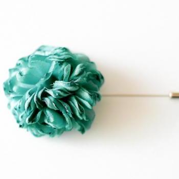 ESTHER-TEAL GREEN Men's flower Boutonniere/Buttonhole for wedding,Lapel pin,hat pin,tie pin